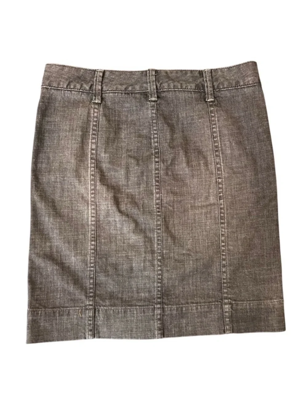 Button-Front Gray Denim Mini Skirt